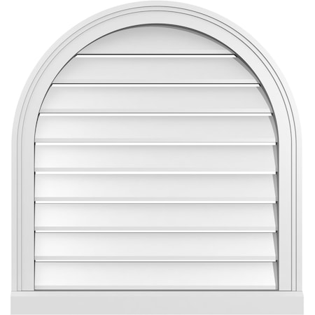 Ekena Millwork Round Top Surface Mount PVC Gable Vent: Functional, w/ 2"W x 2"P Brickmould Sill Frame, 26"W x 28"H GVPRT26X2803SF